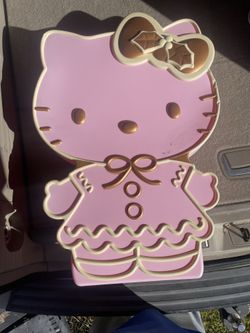 Pink Lighted Outdoor Hello Kitty Gingerbread Decor