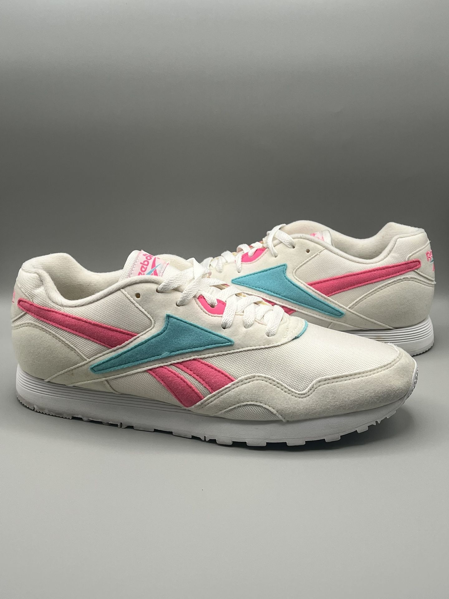 Reebok Rapide MU White Pink Teal Suede Retro Shoes - Men’s Size 11 (DV3808)