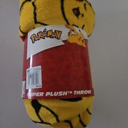 Pokemon "Pikachu" Plush Throw Blanket,  46" × 60"