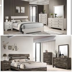 4- Pc Bedroom set Dresser,Mirror  Nightstand (1) Queen size bed frame  Not including Mattress and Box Sp