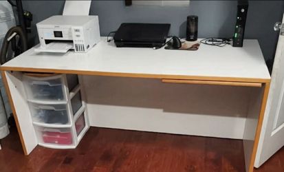 White and Wood Tone Office Desk