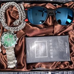 4 pcs Accessories Bundle – Watch, Perfume, Jewelry & Glasses