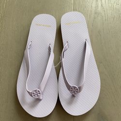 Tory Burch Platform Wedge Thong Sandals Womens Size 6M purple Flip Flop Slip On 