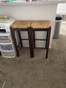 Brown Wicker Barstools