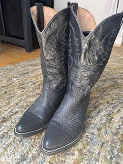 Black Leather Two Toned Cowboy Boots