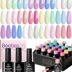 Beetles Gel Polish Nail Set 20 Colors Dreamy Town Collection Pastel Girly Uv Gel