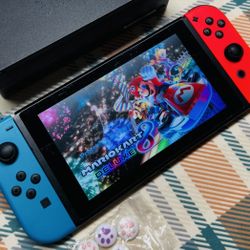 Nintendo Switch V1 Game Console HAC-001 Red/Blue Joy cons Tested/Working 025