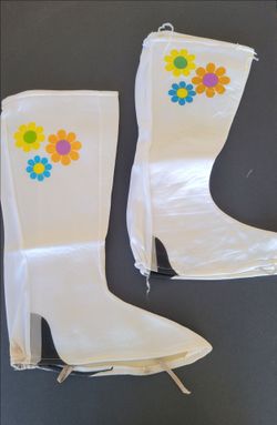 White Costume Boot Covers with Flower Print