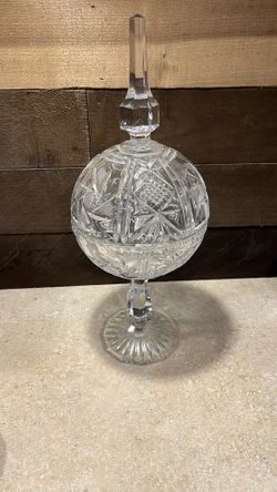 Vintage 15" Tall Crystal Heavy Cut Glass Apothecary Jar Candy Dish Ball