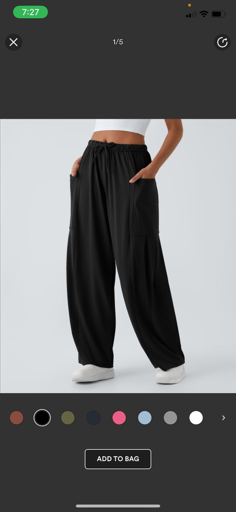 Mid Rise Elastic Waistband Drawstring Pocket Palazzo Flowy Wide Leg Casual Pants