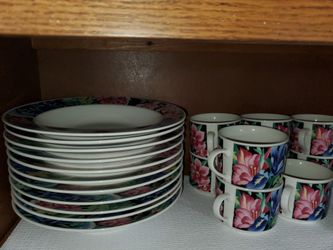 Lynn's fine China in a beautiful tropical floral pattern