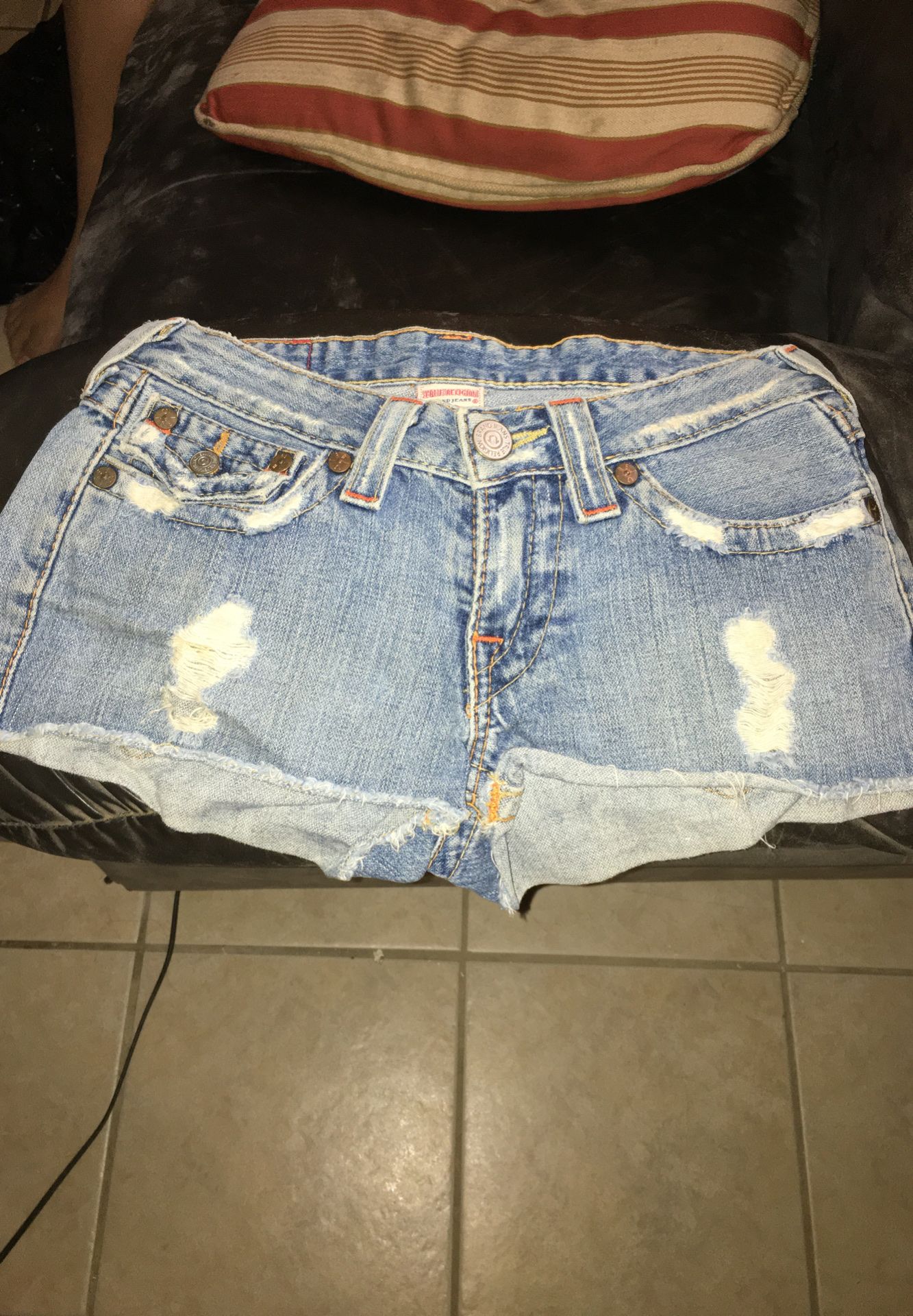 True religion denim shorts
