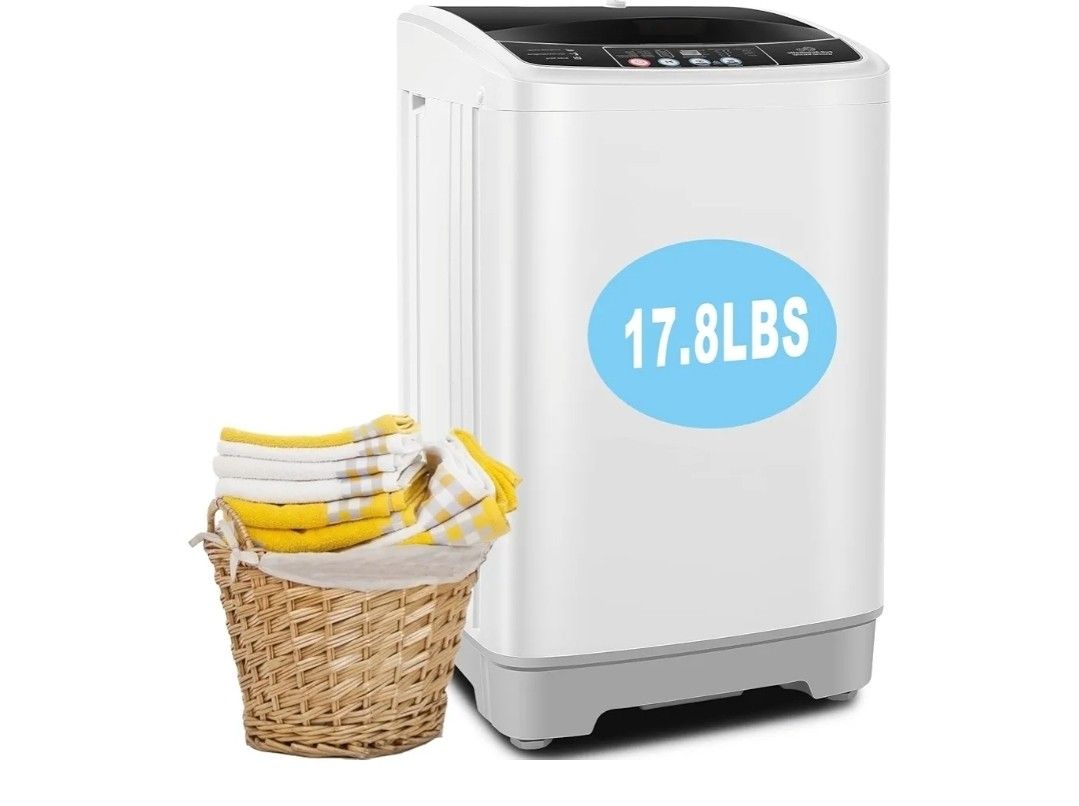 17.8Lbs Portable Washing Machine Nictemaw Portable Washer, 2.3 Cu.ft Washer and Dryer Combo with Drain Pump, 10 Programs 8 Water Level Compact Laundry