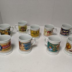 Vintage 1984 Corner Store Porcelain 8 Mug Collection