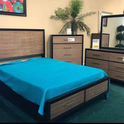 Raku Bedroom Set Queen or King Bed Dresser Nightstand Mirror Chest Options 