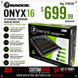 Mackie Onyx Series 16 Channel Mixer FX USB Audio Interface Bluetooth SD 🚨 Payment Options Available 🚨 No Credit Needed 🚨