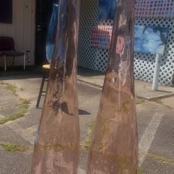 Set Of Amber Floor Vases Thick Recycle Glass Made In Portugal Thick Heavy