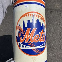 New York, Ny Mets Baseball Team Trashcan Garbage  Can Vintage