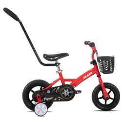 JOYSTAR 10" Kids Bike for Boys and Girls Ages 1-7Y Toddler Bike with Training Wheels & Basket, Detachable Parent Push Handle, Kids Pedal Bike