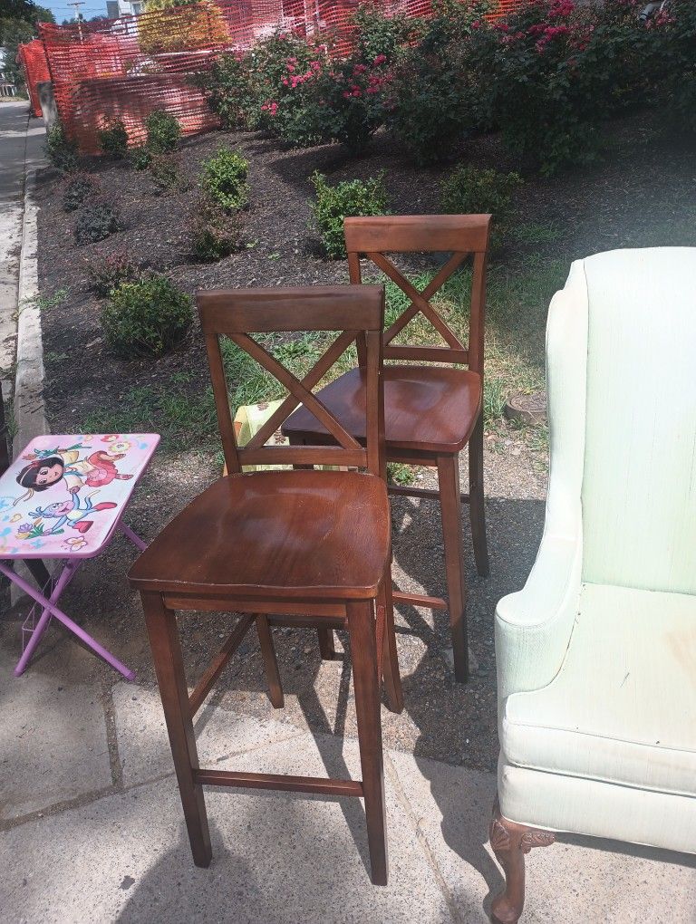 Tall wood chairs