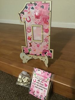 Number “1” cowgirl wooden guestbook for birthday