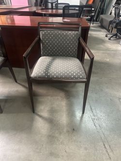 Wood Frame Office Guest Chairs for Sale – Dark Finish, Patterned Upholstery