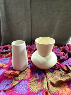 Modern White Ceramic Vases – $5 Each or Both for $8
