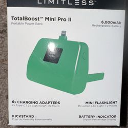 NEW TotalBoost Mini Pro II 6,000mAh Universal Power Bank With Interchangeable Adapters & Built-In Kickstand