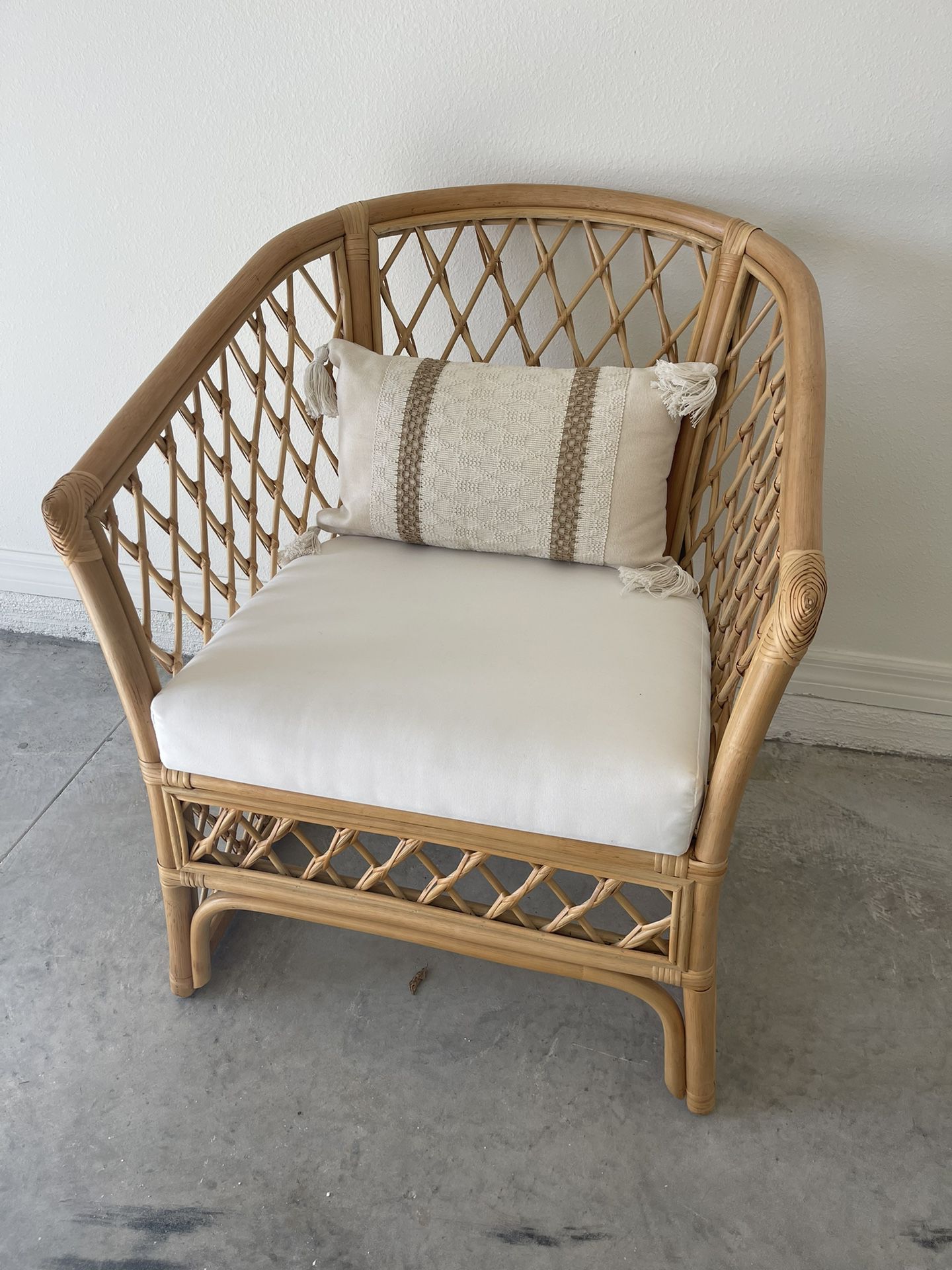 Rattan Decor Chair With Cushion - Used For Staging Purposes Only 