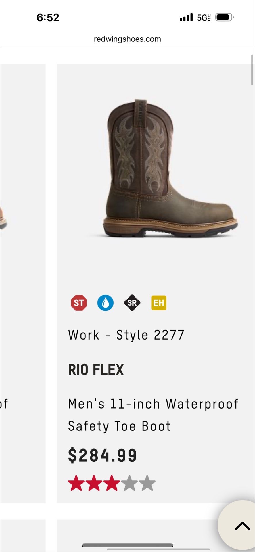 Red wing Rio Flex 2277 Men's 11-inch Safety Toe Boot
