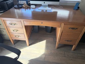 Solid Wood Executive Desk with Drawers