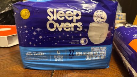 Sleepover extra large 22 counts $20 sleepover large 12 pound $15