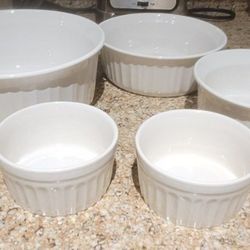 Corning Ware French White Ramekin Stoneware 7 Piece  Set