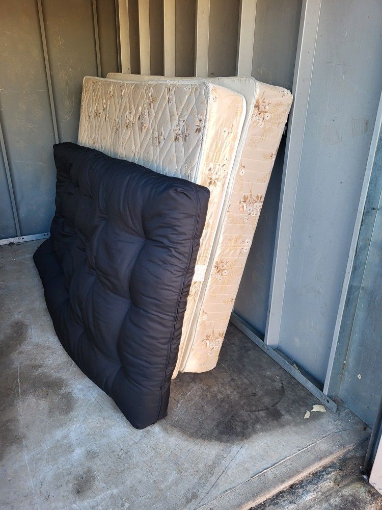 Full Size Bed (Mattress, Boxspring, Frame) and Futon Mattress