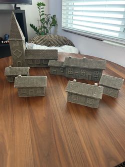 Miniature Village Building Figurines Set