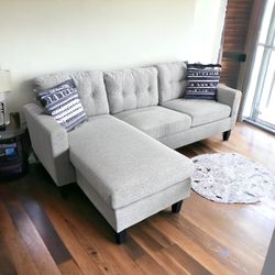 Light Gray Modern Metro 84” Sectional Sofa with Reversible Chaise by Coaster Furniture 