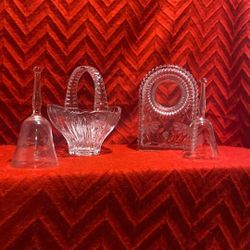 Princess House Heritage One Bell With Ball  15 Bell With No Ball 5 Dollars Crystal Clock Missing Clock 10  Dollars Crystal Basket Fifteen Dollars 