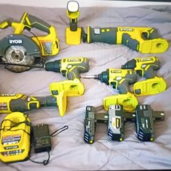 Ryobi one+ 18 volt cordless 8-piece combination kit