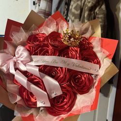 Red Roses Heat With Crown And Message 💟