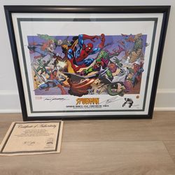 Spiderman Spider-Man Five Fantastic Foes Framed Signed Autograph 600/750