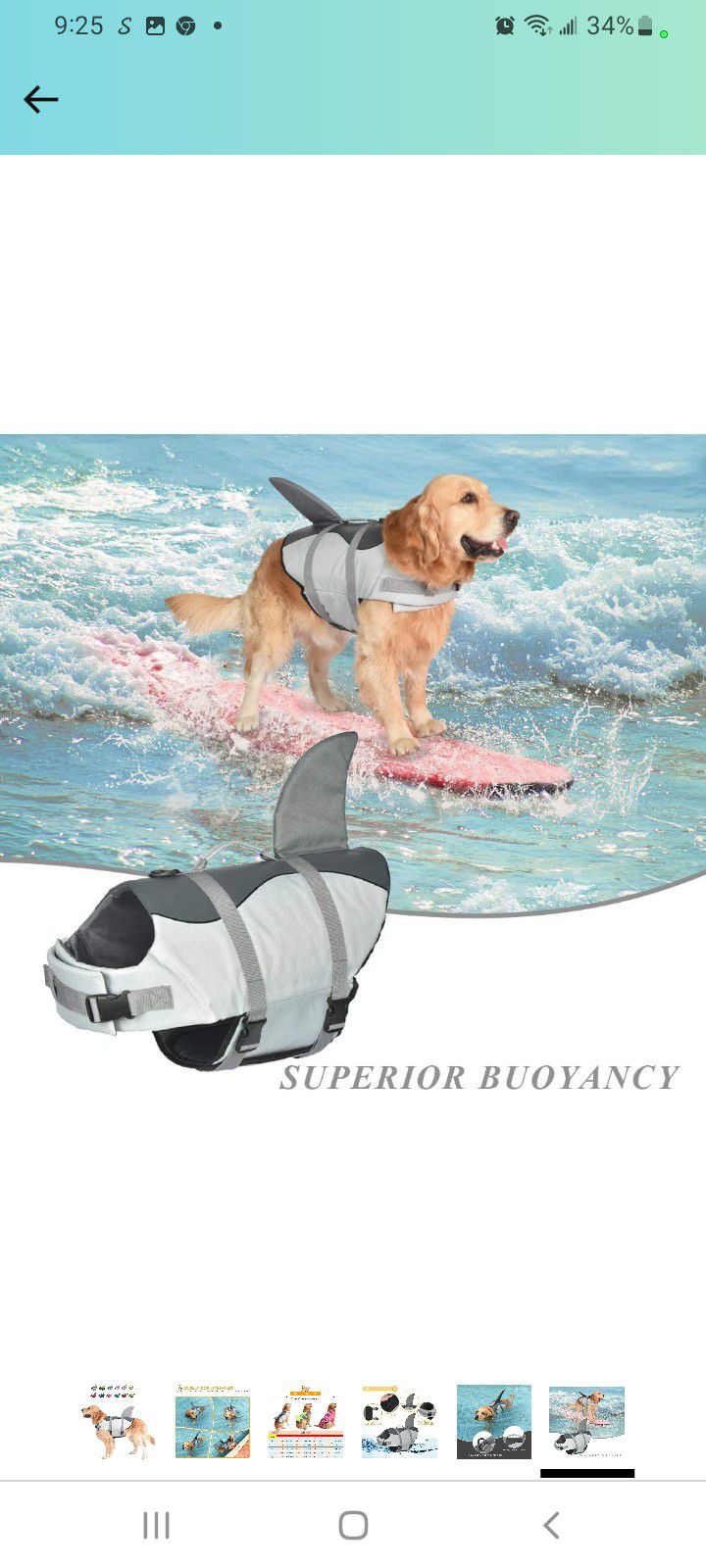 Doglay Shark Mermaid Dog Life Jacket, Ripstop Dog Life Vest Adjustable Pet Life Preserver for Small Medium Large Dogs, Pet Floatation Vest with Rescue