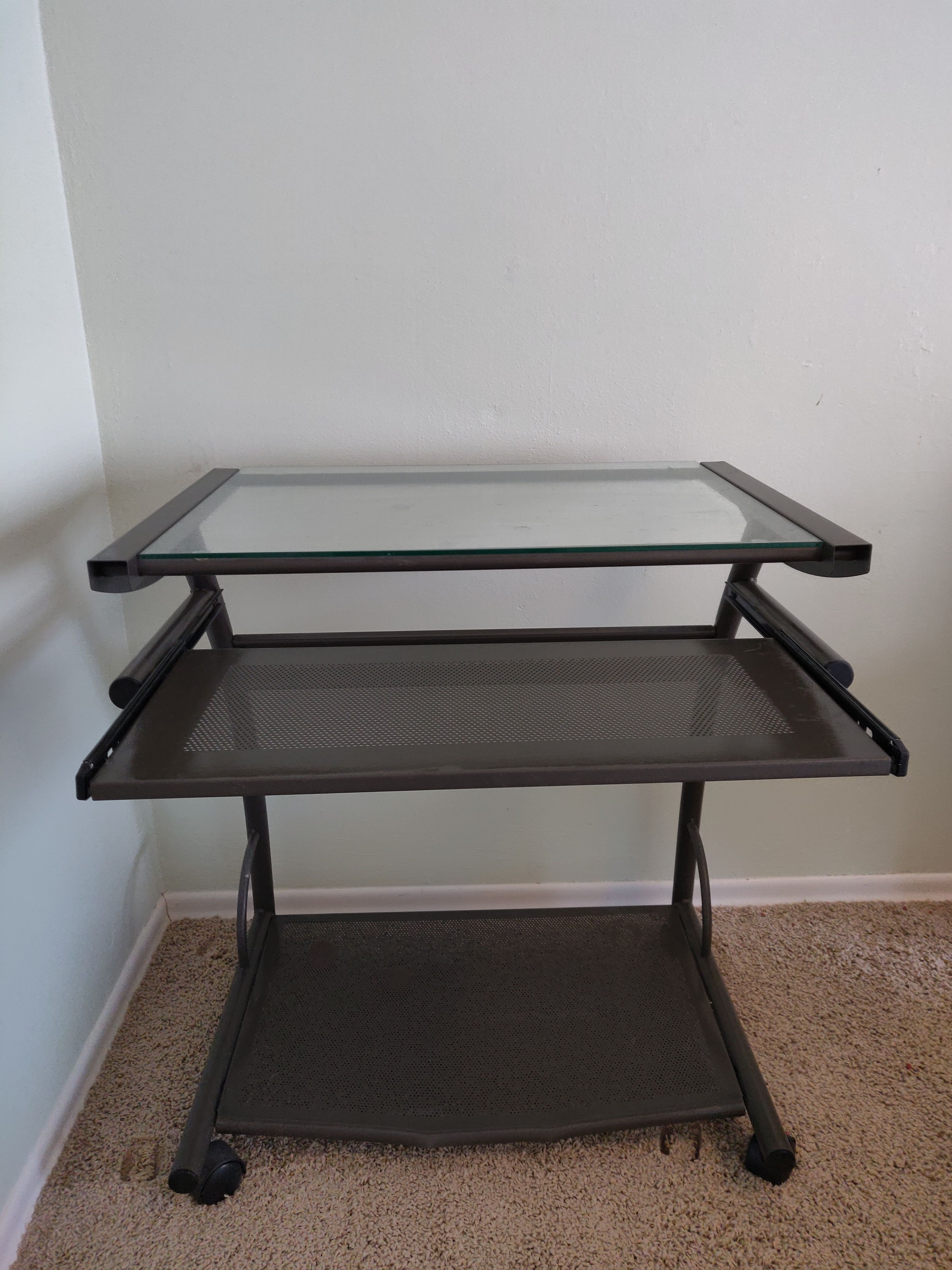 Small Glass Top Computer Desk With Wheels