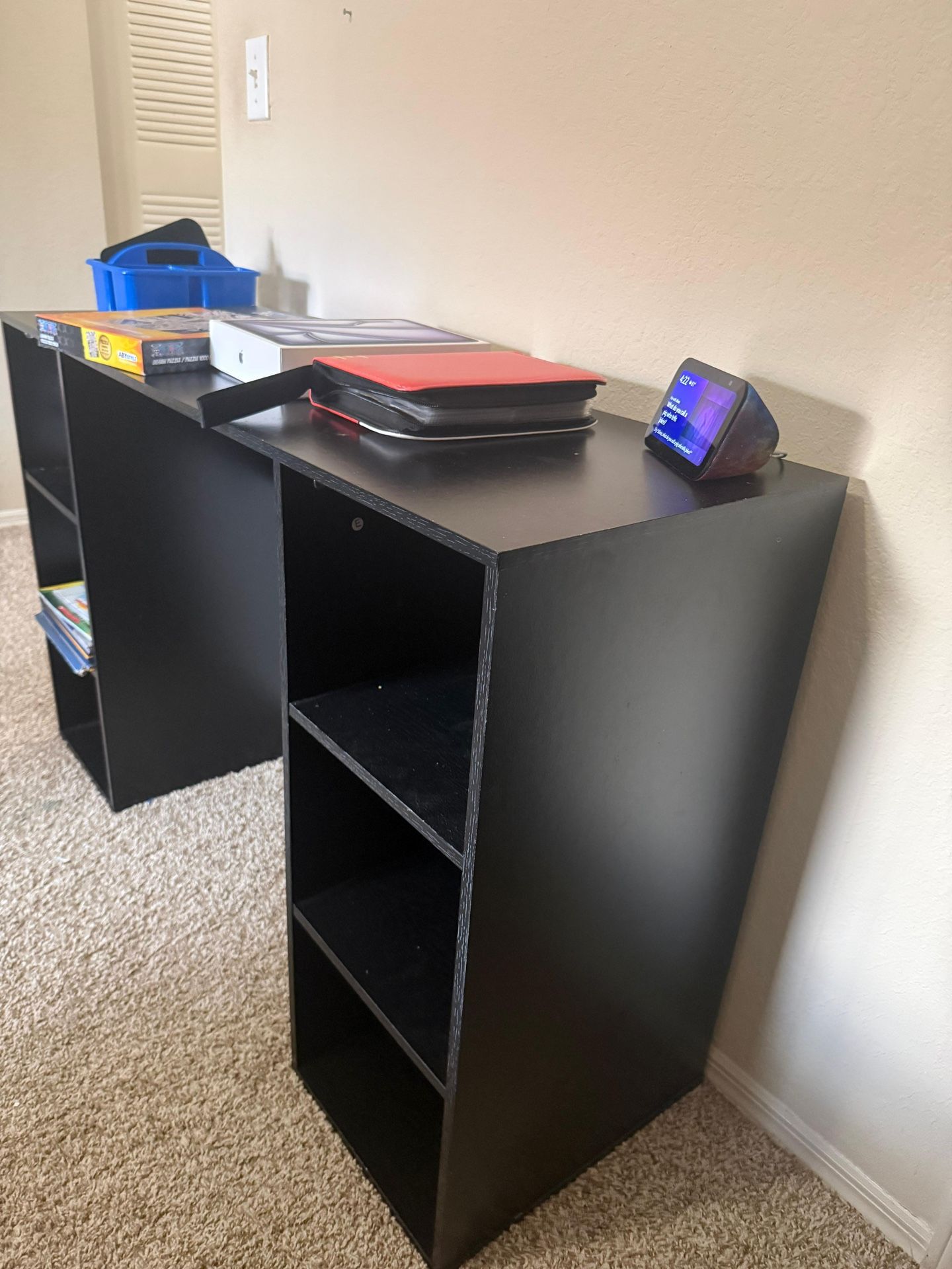 47-Inch Black Desk with Side Shelves