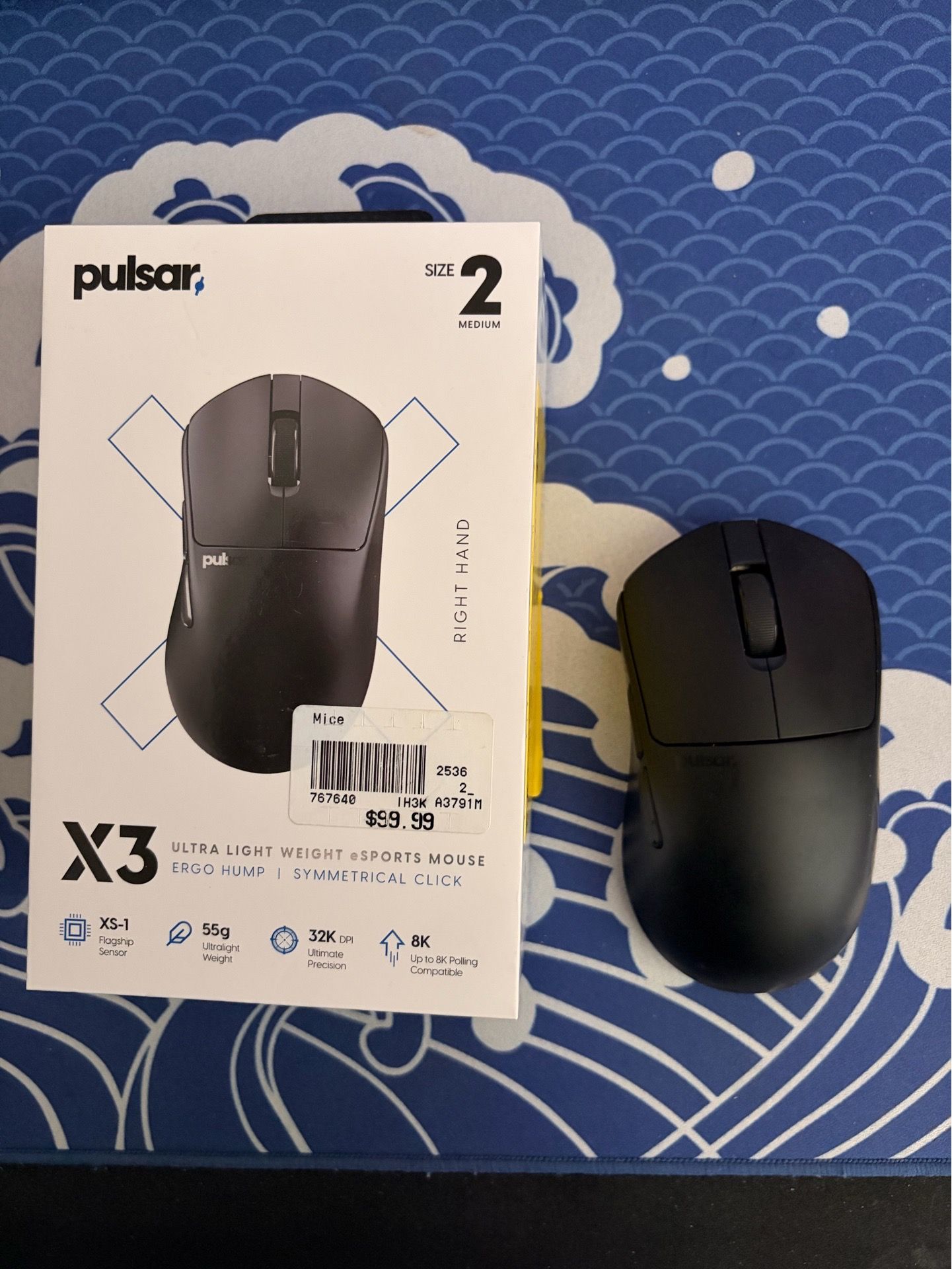 Pulsar x3 mouse with glass skates