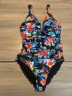 Women’s Black Tropical Holipick Swimsuit Size L