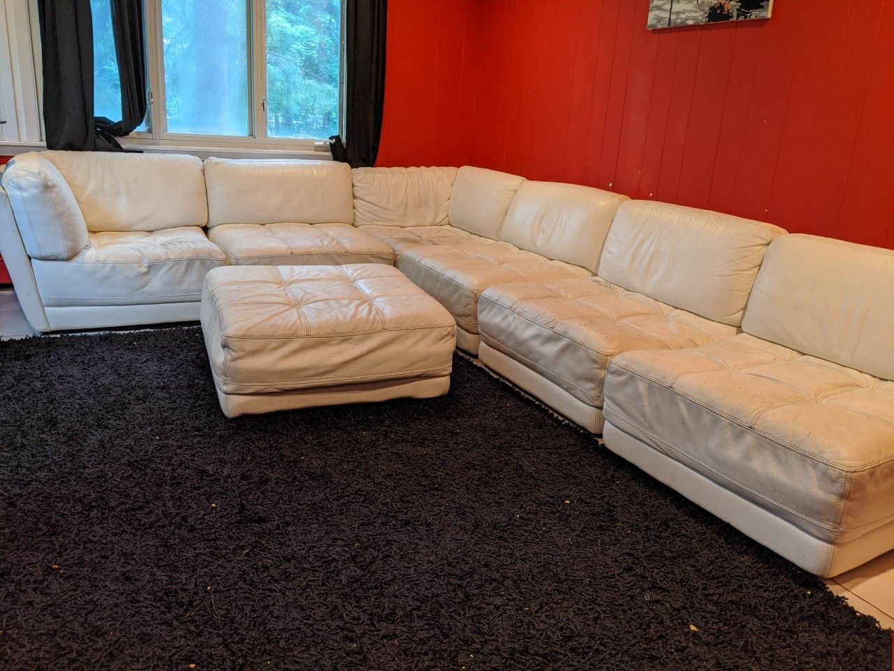 White leather couch