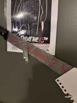 Friday the 13th poster and machete autographed