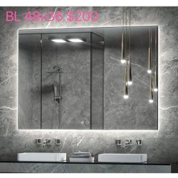 Keonjinn 48 x 36 Inch Backlit Mirror Bathroom LED Mirror Lighted Vanity Mirror Anti-Fog Wall Mounted Bathroom Mirror with Lights Large Dimmable Makeup