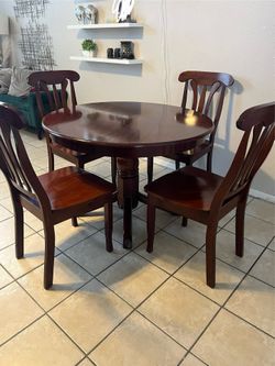 Dining table with 4 chairs, sturdy/strong, solid wood