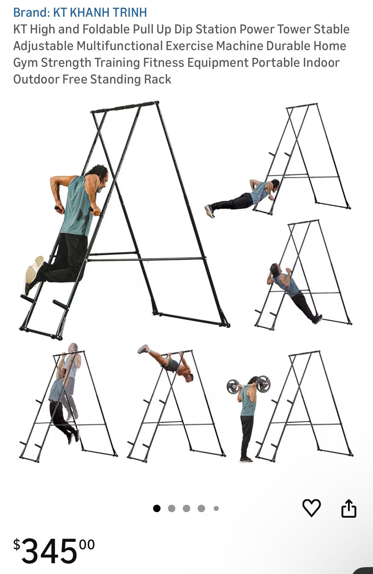 KT High and Foldable Pull Up Dip Station Power Tower